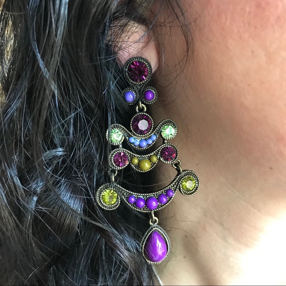 Purple and Green darling earrings - Picture 2 of 6